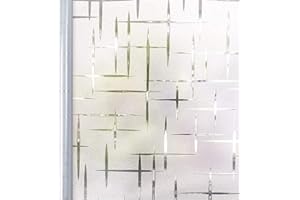 Homein Fensterfolie Blickdicht Sichtschutzfolie Statisch Haftend - Selbsthaftend Milchglasfolie Fenster Folie für Bad Duschkabine Anti-UV - Sichtschutz Fensterfolie Motiv Kreuz - 44.5 * 300 cm