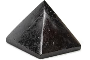 Jet International Piedra de pirámide de turmalina negra India Hecho a mano 1.25-1.5 pulgadas aprox. A ++ Crystal Pouch Relief Stress 40 Page Crystal Thelet Booklet Gemstone