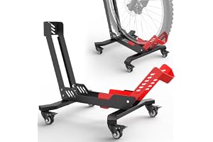 IMAYCC Professionellt cykelstativ, golv, stabila golvcykelställ för de flesta cykelhjul storlekar 26–29 tum, cykelställ för cykel inomhus- och utomhusförvaring, garage, svart och rött cykelställ med