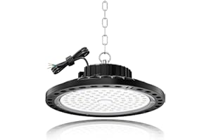 TOPAUBUB UFO LED Industrielle 100W 1 Pièce, Lampe Atelier Eclairage Garage 10000LM avec Chaîne Métallique 30CM, Driver, 6500K IP65 Projecteur LED Intérieur pour Entrepôts Usines