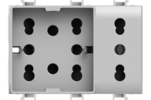4box - Presa da Incasso Side XL Compatibile con Bticino® Matix™. 4 Prese in 1: permette di collegare una spina schuko e una spina 10/16A o tre spine 10/16A. Colore Bianco