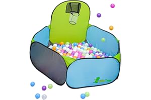 LittleTom Kinder Bällebad Mit Basketball Korb - 300 Bälle - 120x100 Spielzeug Bällepool - Baby Bällebecken Für Garten