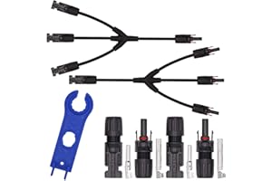 RUNCCI-YUN 2 par Solar Panel Cable Conector, +1 par Rama Y Conectores MFFF y MMMF,Macho/Hembra Impermeable Conectores de Cable de Panel Solar para Sistema Fotovoltaico Sistema