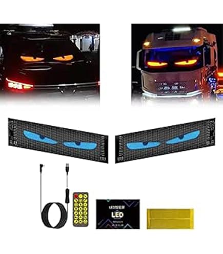 DriveNova 2 Pezzi Occhi LED Per Camion, 120 * 595mm Occhi Luminosi A LED Devil Eyes, Display Led Flessibile Grande Programmabile Per Auto, Camion, Negozi, Design Dinamico Fai-da-Te - 4