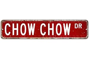 Chow Chow gatuskylt, Chow Chow Lover present, Chow Chow metallskylt gatuskylt vintage rustik retro, 10 x 45 cm