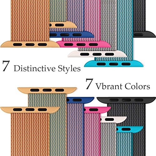 Apple Watch Armband,Kartice Gewebtes Nylonarmband Gesponnener Entwurfs Nylon Replacement Wrist Band Mit Klassischer Schnallefür Apple Watch Alle Modelle (38mm, Schwarz ) - 5