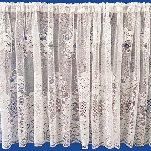 Kylie Contemporary Floral Lace Net Curtain in White. 54inch (137cm) Drop. Sold By The Metre. by Kelly's Soft Furnshings