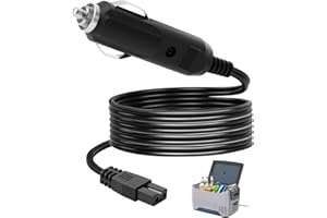 JCSJK Car Refrigerator Power Cord, 2m 12V Replacement Cable for Vehicle Cooler Cool Box, Mini Fridge 2 Pin Plug in Wire, Power Adapter Extension Lead for Cigarette Lighters Electric Auto Refrigerator