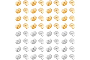 UNICRAFTALE 200pcs 2 Colores Tuercas para Orejas 304 Pendientes de Acero Inoxidable Tuerca de Color Dorado Y Acero Inoxidable Broche de Tuerca Tapón Componentes para Pendientes de Joyería