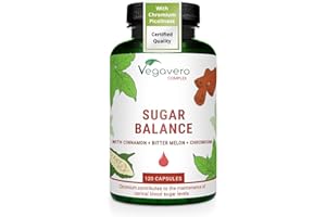 Vegavero Blood Sugar Control | 4 Months Supply - 120 Capsules| Chromium Picolinate + Ceylon Cinnamon Extract + Gymnema Sylvestre Extract | Blood Glucose Metabolism* | Vegan