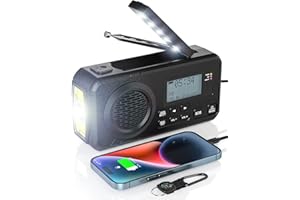 UOHHBOE Radio Solare Portatile 5000mAh DAB/BT/FM Radio Emergenza Radio Meteo Portatile Manovella Impermeabile Type-C Ricaricabile 4 Modalità con Bussola Torcia LED Allarme SOS per Campeggio Escursioni