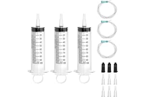 WINBEST 3 strzykawki 100 ml, strzykawka z wężem, strzykawka dozująca z adapterem, duża strzykawka, jednorazowe strzykawki, 100 ml, strzykawka z tworzywa sztucznego, do laboratoriów naukowych, ogrodnictwa,