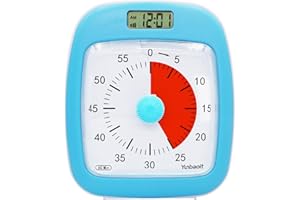 Minuteur Enfant Yunbaoit avec Horloge et Veilleuse Minuteur Visuel VT07S avec Alerte en Option Minuteur Silencieux de 60 Minutes avec Rappel de Faible Puissance(Bleu)