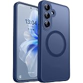 CANSHN Magnetic Case for Samsung Galaxy S25 (6.2 Inches), [Total Camera Protection] Translucent Matte Background, Dark Blue