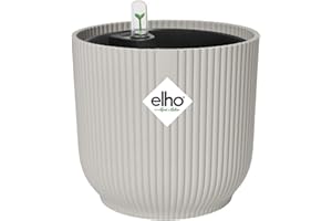 Elho Vibes Fold Round con Sistema de Regado - Macetero por Interior - 100% Plástico Reciclado - Ø 22 cm - Blanco/Silky White