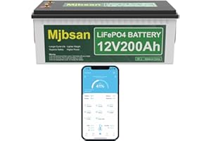 ‎MJBSAN Mjbsan lifepo4 200ah Bluetooth LiFePO4 Autobatterie Eingebauter 200A BMS, 2560Wh Deep Cycle Lithium Batterie, 8000+ Zyklen, Ideal für Wohnmobil, Solar Trailer, Boot und Camping