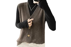 REHJJDFD Women's Wool Knitted Vest Cardigan Soloid V-Neck Pullovers Sweater Waistcoat