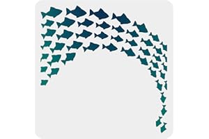 FINGERINSPIRE - Plantilla de plantilla de 30 x 30 cm, gran plantilla de escuela de peces, plantilla de arte y manualidades de bricolaje, reutilizable para pintar sobre madera (blanco, cuadrado)