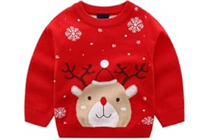 JIAMY Niños Niñas Jersey de Navidad Sudadera de Punto Suéter Invierno Pull-Over Manga Larga Ciervo 1-6 Años