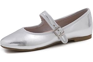 Feversole Women's Soft Breathable Mary Jane Memory Foam Cushioned Comfort Round Toe Metal Buckle Flats Walking Shoes