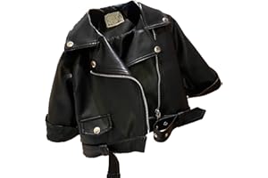 Generisch 2025 Chaqueta de cuero con cremallera grande de estilo fresco y bonito chaqueta de invierno de moda para niños