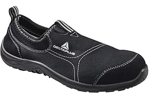 Deltaplus Damen Miami S1p Delta Plus Panoply Miami S1P Black Canvas Non-Slip on Steel Toe Safety Trainers Sneakers