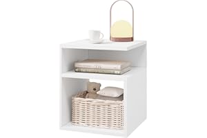 ‎EUGAD EUGAD Nachttisch Weiß, Beistelltisch mit 2 offene Fächer, 35x41,5x35 cm, Nachtkommode Nachtschrank für Boxspringbett, Platzsparender Nachttisch für Wohnzimmer Schlafzimmer, 0002CTG