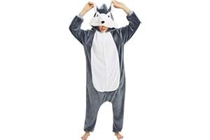 XAMIC Mescara Combinaison pyjama licorne costume de cosplay avec capuche en flanelle pour adulte Unisexe - Gris - Small