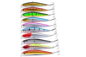 GIEEU Señuelos de pesca, 10 Spinners para señuelo de pesca artificial con ojos 3D realistas, señuelos fluyentes para pesca en agua salada y agua dulce