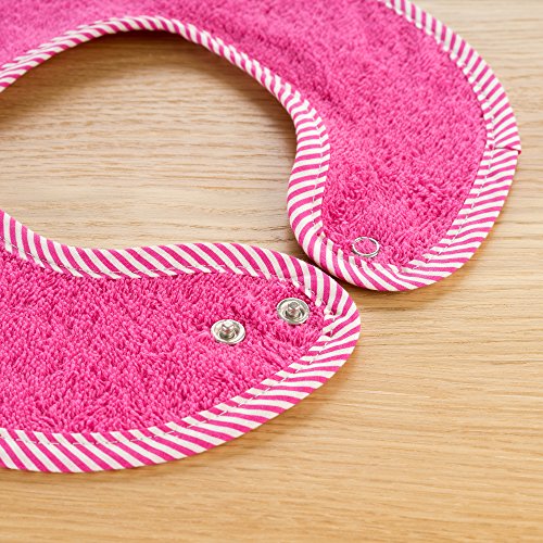 2er Set Riesen Baby-Lätzchen mit Druckknopf / 30×46 cm/ Schadstoffgeprüft nach Öko-Tex Standard 100 / Frottee – 100 % Baumwolle – Pink Orange - 5