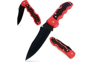 Carrito Feliz Navaja Plegable De Acero Inoxidable. Cuchillo Plegable Para Tu Kit De Supervivencia, Acampar, Picnic. Navaja Anti-Deslizante Para Regalar O Uso Propio. (ROJA)