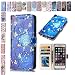 Produktbild Samsung Galaxy S8 Plus Hülle Blaue kirschblüten, E-Mandala Flip Case Leder Wallet Cover Tasche handyhüllen TPU Silikon Bumper Schutz Schale 3D Muster Schutzhülle für Samsung Galaxy S8 Plus Lederhülle mit Kartenfach Magnetisch Klapphülle Handytasche Zubehör