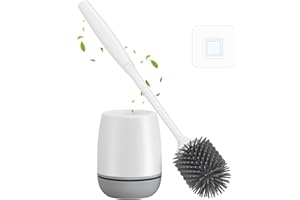 Klobürste Silikon, EWEIMA Toilettenbürste Silikon mit schnell Trocknendem Haltersatz, WC Bürste Silikon Tiefenreinigung ohne Tote Stellen, Klobürstenhalter Wandmontage & Stehen