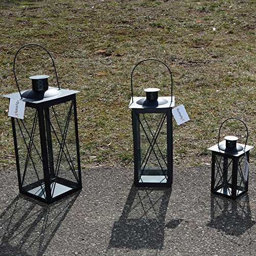 Systafex Laterne ML-063 Gartenlaterne Set 3tlg. Gartenlaterne Gartenlampe Kerzenhalter Kerzenständer Teelichthalter Windlicht - 2