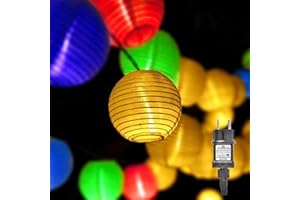 ‎GRESONIC Gresonic Lichterkette Lampion/Laternen Deko für Garten Weihnachten Party Hochzeit Innen und Außen mit dem Stecker (20LED Netzanschluss, Bunt)