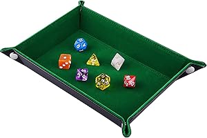SIQUK Würfelteller Klapp Rechteck PU Leder und Dark Green Velvet Würfelbretter für Dungeons und Dragons RPG Würfel Gaming D & D und Andere Tischspiele