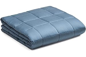 YnM Kühlende gewichtete Decke für Schlaf, Angst, Autismus und Stress, 100% natürliche Bambus-Viskose, 7,6 kg schwere Decke für 63,5–72 kg Personen, 152 cm x 203 cm für Queen-Bett, Blau Grau