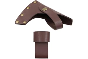 GIMOCOOL Wood Axe Holster with Belt Loop, Hatchet Cover Leather Adjustable Hatchet Head Sheath with Belt Holder for Hammer Axe Sickle Use Outdoor Work Camping Gift for Lumberjack Carpenters