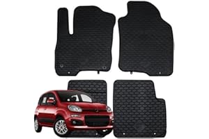W-PARTS SERIE 4 TAPPETI - TAPPETINI IN GOMMA TPE NERI PER FIAT PANDA III DAL 2012 in poi