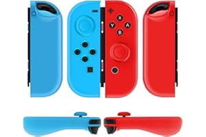 TNP PRODUCTS TNP Joycon Case for Nintendo Switch - Silicone Joy Con Case for Nintendo Switch & Switch Oled - Protective Switch Controller Case Cover with Thumb Grip Caps for Nintendo Switch Joycon (Neon Blue+Red)