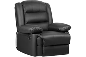 innotic Recliner Armchair, Manual Reclining Sofa with Padded Seat and Backrest, PU Leather Covered, Foldable Legrest, Reclining from 110°-160°, for Living Room, Care Home, Brown