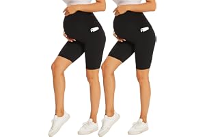 DDOBB 2 Pack Maternity Leggings Over Bump with Pockets High Waist Black Soft Belly Support Stretchy Pregnancy Pants Yoga Work