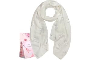 Heekpek Bufanda Pañuelo Cuello Mujer Elegante de Seda Fular Estampado Hoja Plata Apto para Cuatro Estaciones