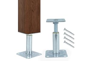 XIRUIUBAO Fissaggio Pali Legno,2 Pezzi Staffe per Travi in Legno 10x10,Altezza Regolabile 100-130mm,Acciaio Zincato Rinforzato,Staffe per Legno con Viti per Carport,Pergola,Recinzioni,Gazebo