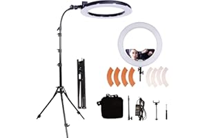 GSKAIWEN Luce ad anello da 18 pollici, 65 W, con specchio per sopracciglia, allungamento delle ciglia, bellezza e fotografia video da studio, supporto per cellulare, specchio e borsa per il trasporto