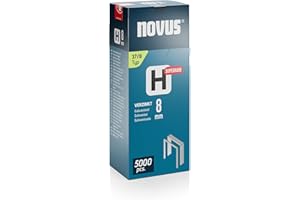 ‎NOVUS TOOLS Novus Feindrahtklammern H Typ 37 8 mm (Rückenbreite: 10,6 mm, Drahtbreite: 0,75 mm, 5.000 Stück, Härtegrad superhart, Material: verzinkter Stahldraht) 042-0771