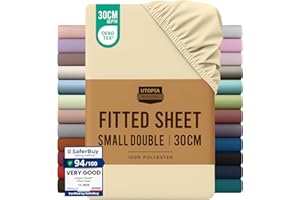 Utopia Bedding Fitted Sheet Small Double / 4ft, Beige - Deep Pocket 12 inch (30 cm) - Easy Care - Soft Brushed Polyester