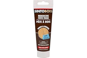 SINTOBOIS - Rebouche Petits Trous - Pâtes à Bois Sans Odeur - Prêt à l'Emploi - Sans Solvant - Sec en 4h - Intérieur et Extérieur - Ne se Rétracte pas - Chêne Foncé - Technique Professionnelle - 80 g