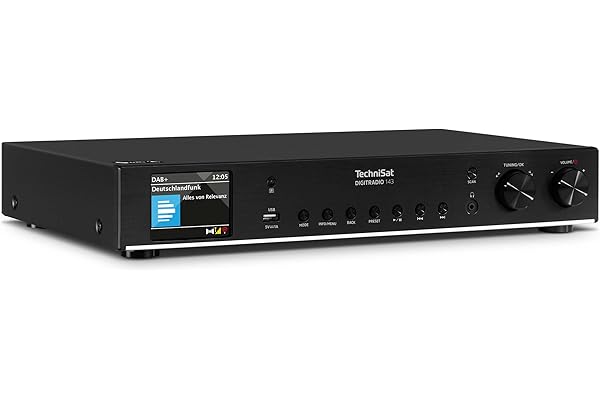 TechniSat DIGITRADIO 143 (V3) - Tuner HiFi Internetradio (Radio numérique Dab+, Streaming Audio Bluetooth, Spotify Connect, antenne Filaire, télécommande, Largeur 43,5 cm) Noir