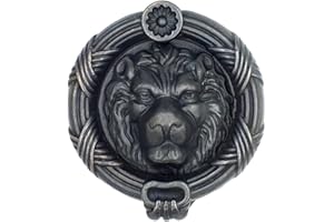 Anatolica Traditional Solid Brass Sandringham Lion Head Door Knocker(Black Oxide)